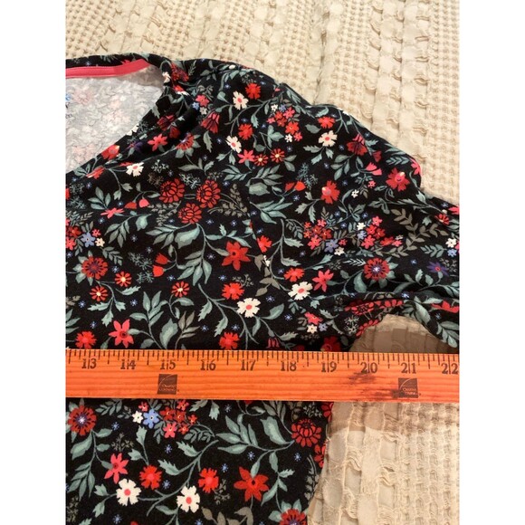 Croft & Barrow Blouse Size Large Top 100% Cotton V Neck Floral + Stretch Casual - Picture 7 of 8
